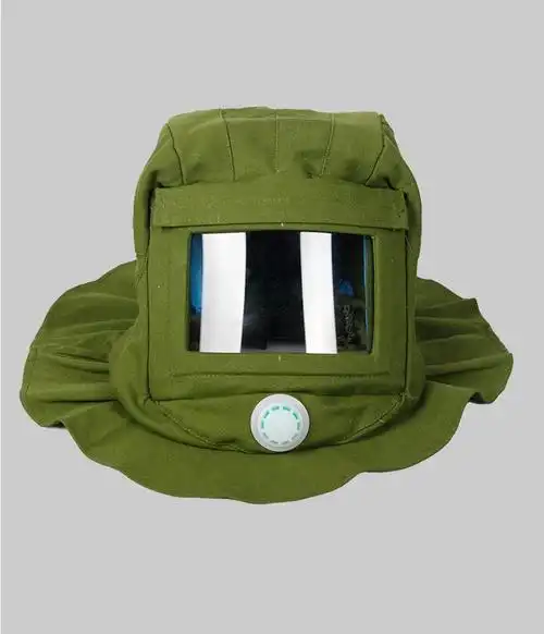 打磨防尘喷砂喷漆通风弯玻璃大头帽防溅风沙头套帽面罩风帽披肩帽