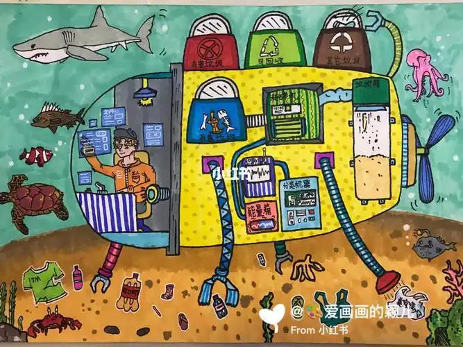 垃圾分类从我做起——三年级小同学绿色环保主题绘画第四届"绿色家园