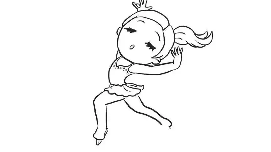 花样滑冰小女孩幼儿亲子简笔画 宝宝轻松学画画