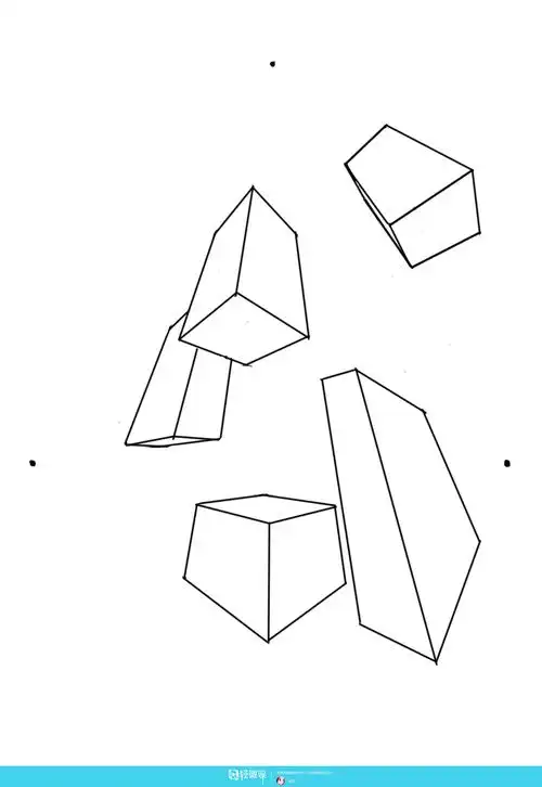 《临摹三点透视方块—美术基础三点透视的练习》by 雪鸢