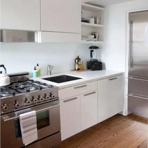 wall mount white shaker paint wood kitchen cabinets