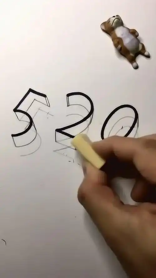 教你手写立体字,520手绘立体画,画画教程!