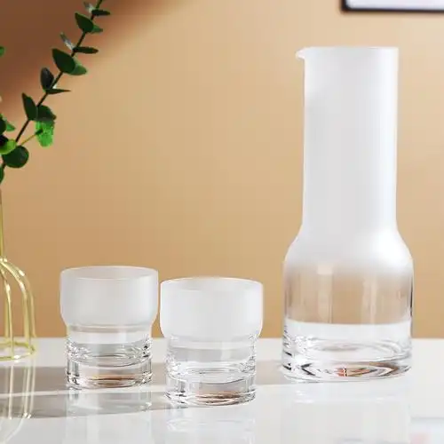 玻璃北欧风白色橘色渐变酒具套装水杯简约杯子水壶礼品冷水壶套装