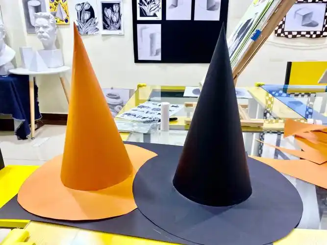 女巫帽,两张4开卡纸就能搞定教程看图2哦#少儿美术  #创意美术  #手工