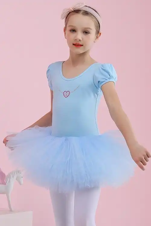 儿童舞蹈服夏季短袖女童练功服幼儿蓬蓬裙小女孩六一演出服跳舞裙