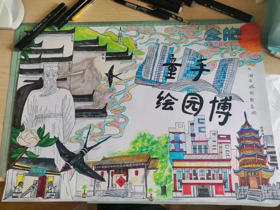 画画 童手绘园博#合肥园博园城市展园 - 抖音