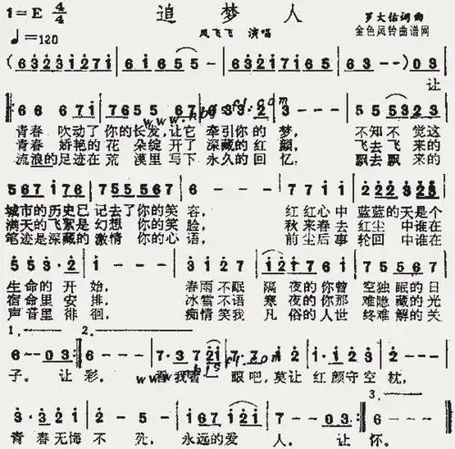 追梦人(《雪山飞狐》插曲)_歌谱简谱_哆来咪123曲谱网