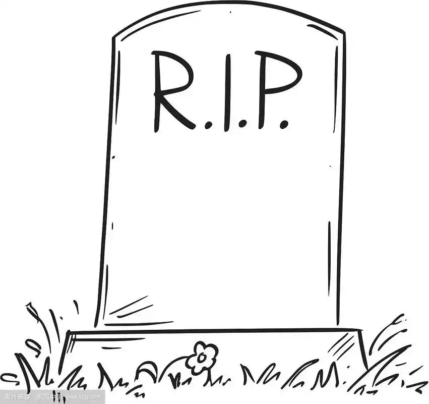卡通墓碑绘有撕裂或休息的图案