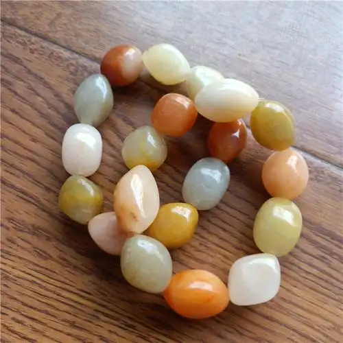 新疆金丝玉戈壁玉七彩玉原石随形手链手串玉石饰品男女款手链