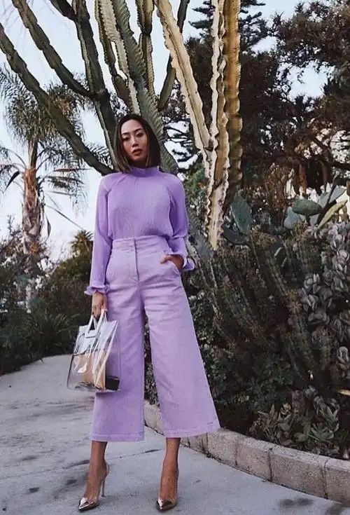 紫色显皮肤黄才不是呢这么穿紫色显得又高级又白