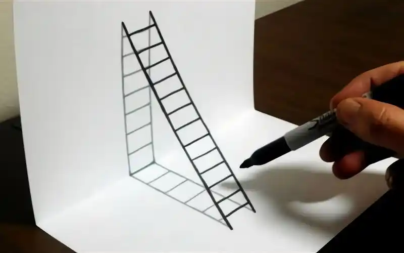 超级简单--如何画一个3d效果的梯子!