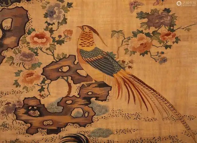 清代"大清乾隆御制"缂丝花鸟四条屏-【成交 价格 图片】