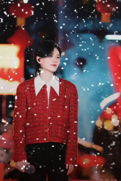 陆柯燃新年舞台造型红红美美迎新年温暖舞台闪耀冬日