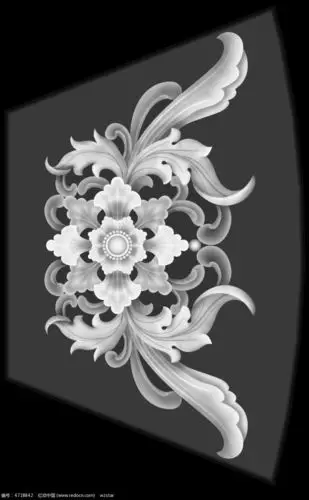 古代中式花纹花朵植物浮雕图