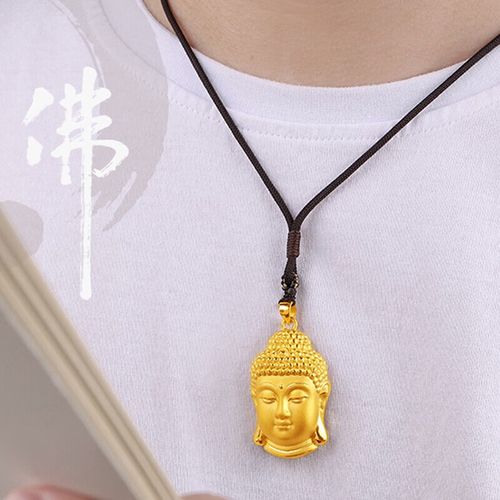 som老凤凰999足金佛头吊坠黄金项链女如来挂坠男大日如来佛像送男友