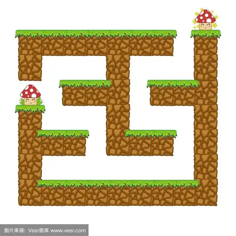 卡通风格.迷宫难题.颜色向量插图.逻辑思维和空间思维的发展.