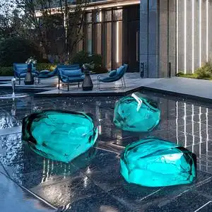透明树脂景观石头雕塑酒店售楼处别墅庭院水池大型落地软装饰摆件