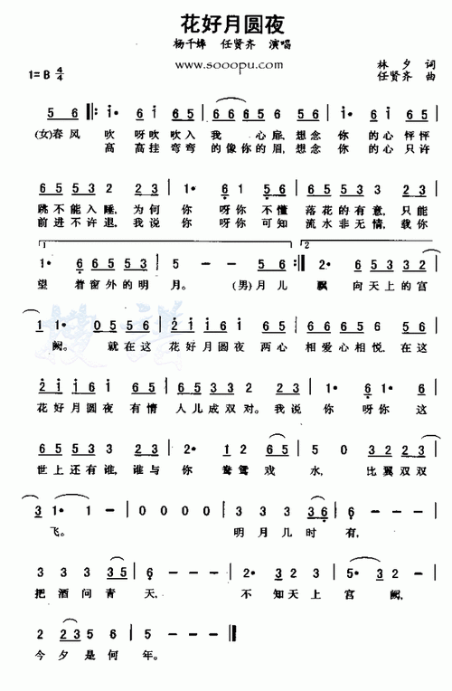 花好月圆夜简谱歌谱