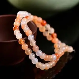 东海水晶批发 原石原色玛瑙 散珠半成品 圆珠半成品 手链