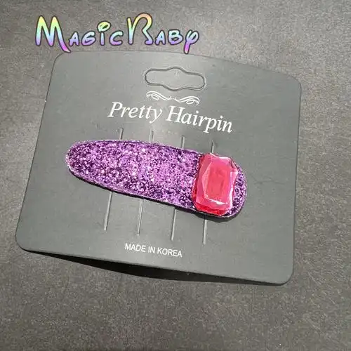 韩国进口洋气女童发饰儿童头饰闪亮宝石闪粉撞色bb发卡刘海边夹