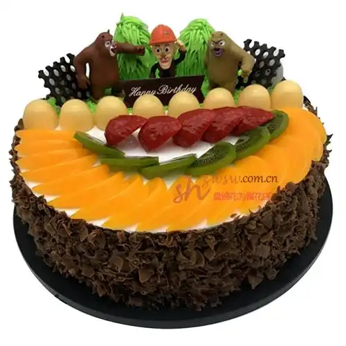 圆形熊出没水果蛋糕