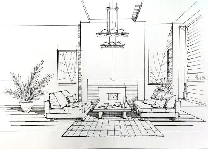 一叶手绘室内设计手绘线稿