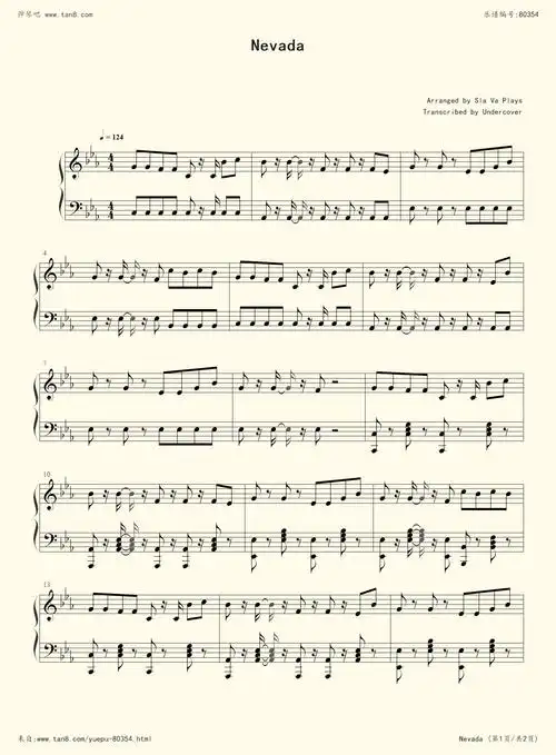 《nevada-vicetone(粗糙版,钢琴谱》vicetone(五线谱 钢琴曲 指法)-弹