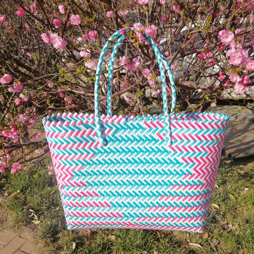 塑料包装带手工编织篮收纳手提洗澡篮可爱浴筐菜篮子手提篮买菜篮