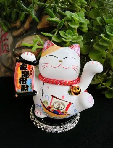 招桃花 招财猫摆件 开业 送礼 中号 陶瓷储蓄罐存钱罐固体香膏座