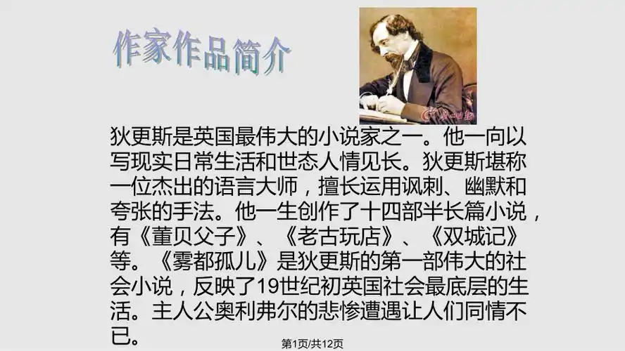 好书推荐雾都孤儿ppt课件