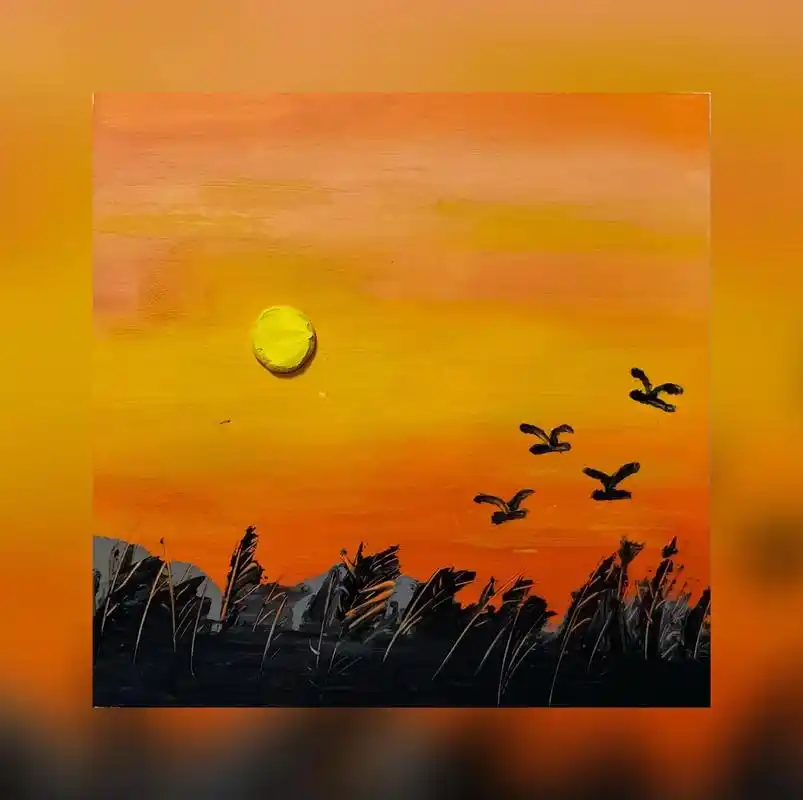 小风景|重彩油画棒附过程附步骤.#油画棒 #一学就会系列  - 抖音