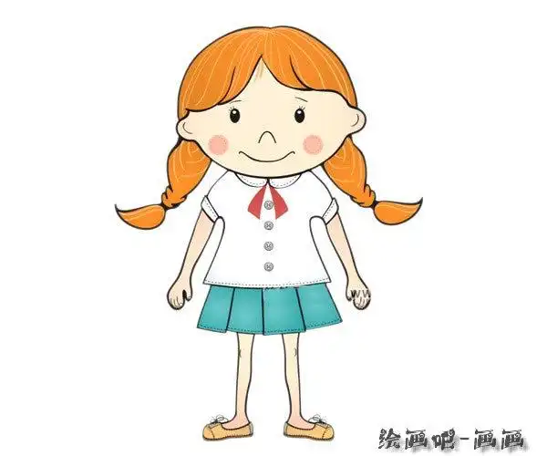 扎马尾辫的小女孩学生简笔画图片 小学生怎么画