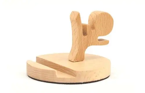 创意木质通用型手机底座 实木方形手机支架创意手机支架小马底座