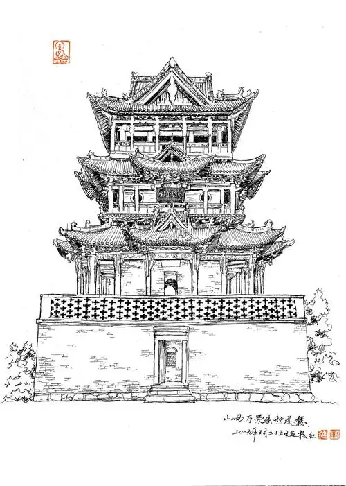 中国古建筑绘画 古建筑手绘-图片大观-奇异网