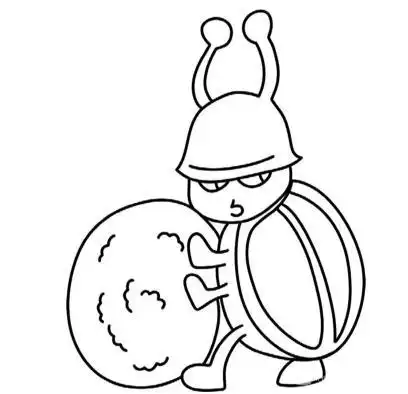 屎壳郎搬运食物简笔画