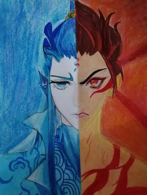 哪吒与敖丙旧画