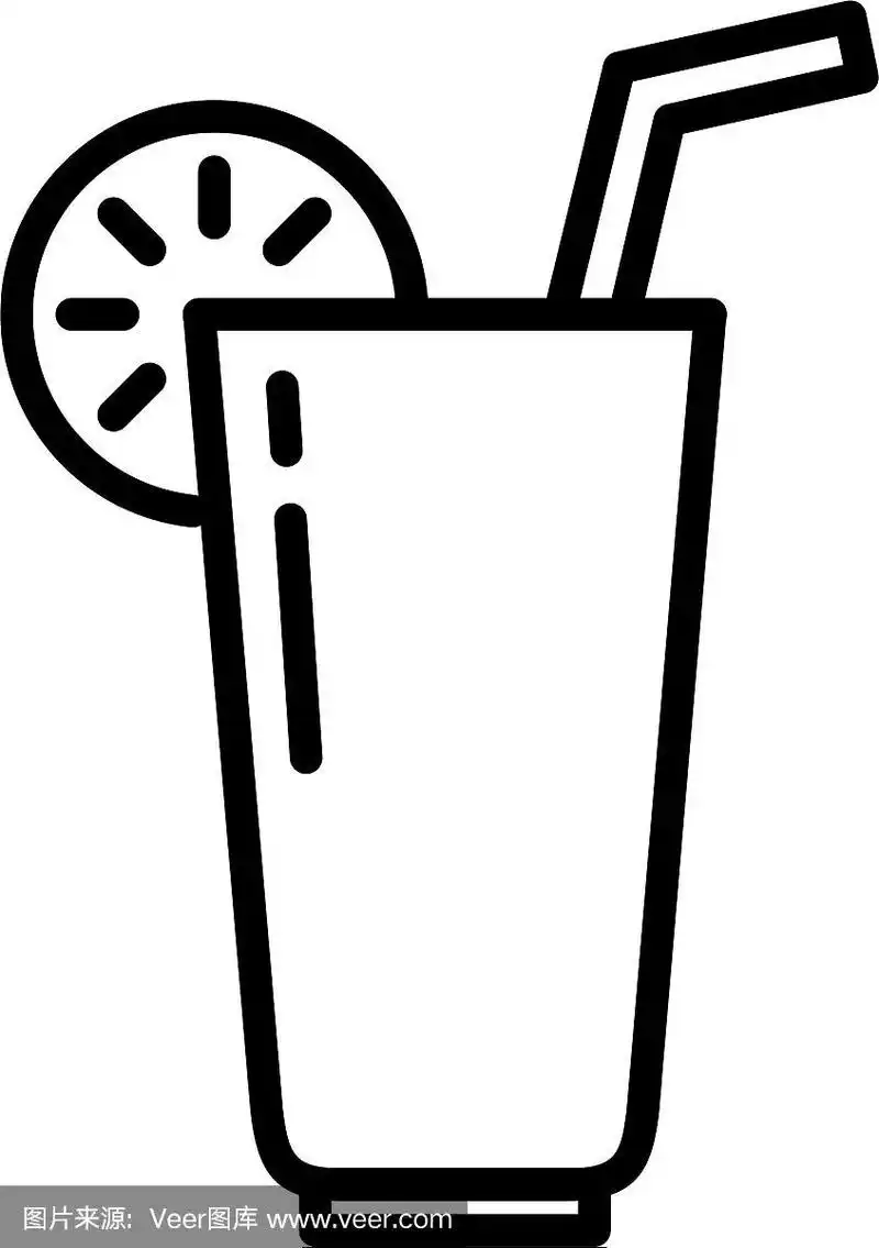 果汁柠檬杯与稻草图标厨房