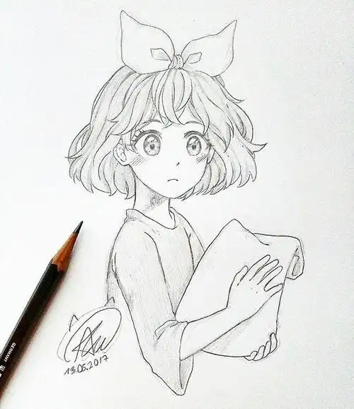 手绘素材动漫人物线稿可爱滴小女孩insalustrations仅作分享练习使用