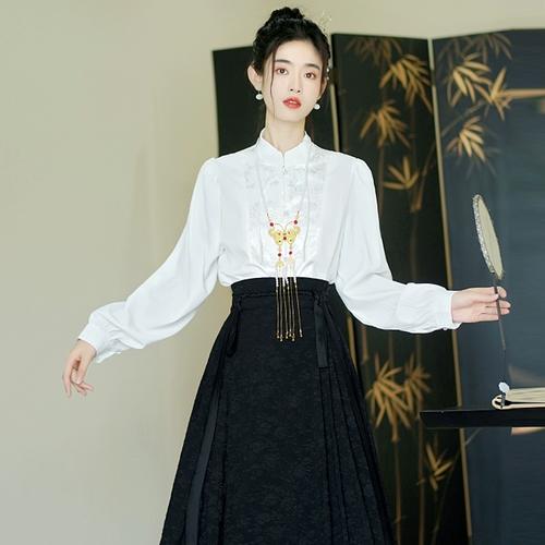 唐装女装改良中式中国风年轻款马面裙搭配上衣新中式国风衬衫