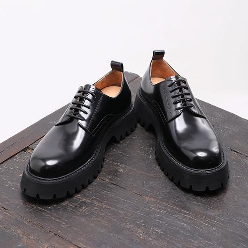 igeshi爱革仕大头德比鞋增高厚底皮鞋男商务休闲亮皮婚鞋圆头潮