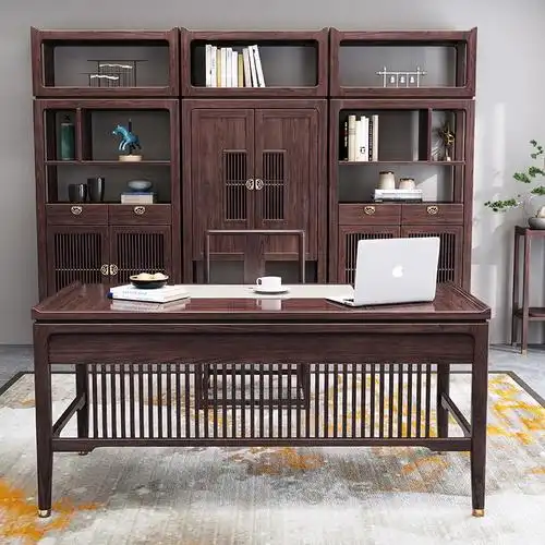 实木新中式中式书桌围椅电脑桌写字台办公桌中国国风书桌