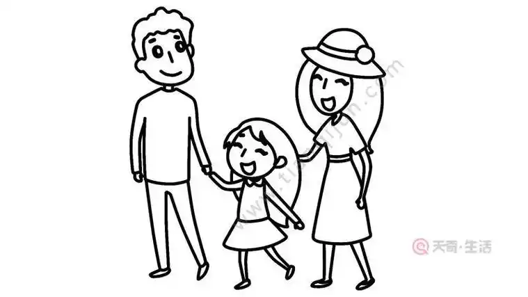 画法步骤详解图解人物简笔画爸爸牵着女儿的简笔画步骤教程爸爸妈妈简