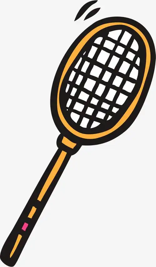 线描手绘羽毛球拍
