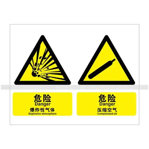 组合信息标识 危险-爆炸性气体 危险-压缩空气 安全提示牌 警告标志牌