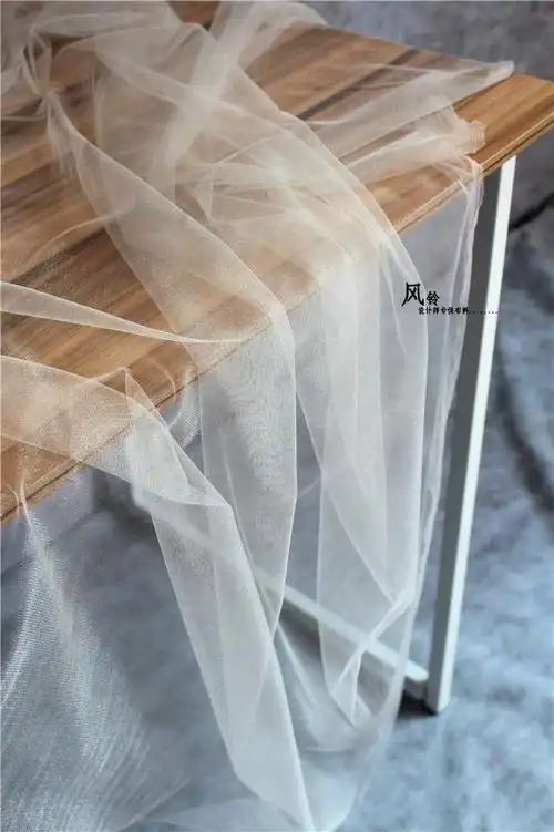 欧式高档超透明婚纱网透视装蕾丝加密柔软微珠光小孔网眼纱裙布料