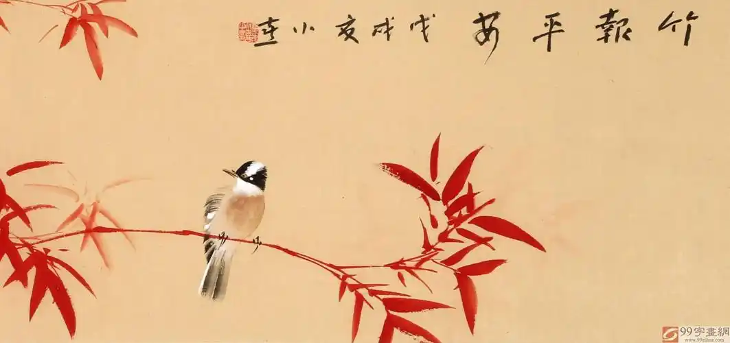 【已售】皇甫小喜 四尺对开《竹报平安》 河南著名花鸟画家