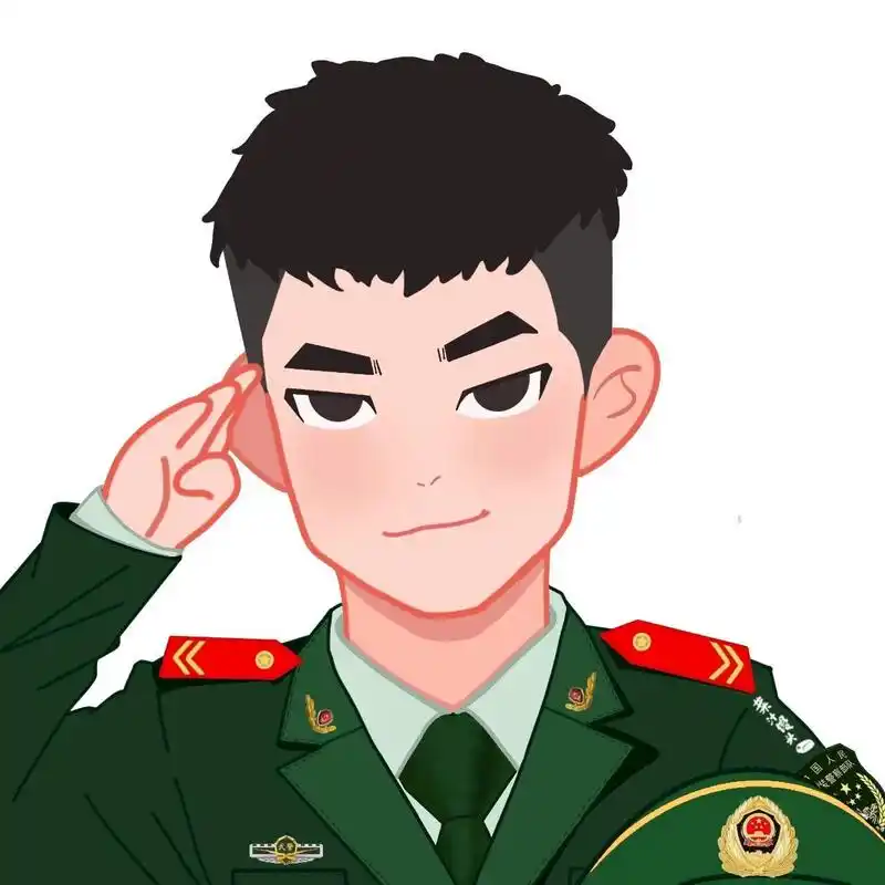 ④武警手绘头像 查阅资料发现陆军和武警常服的绿色区别还挺大的:陆军