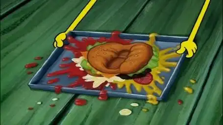 海绵宝宝刚做好爱心汉堡,就被一群大鱼踩扁了!