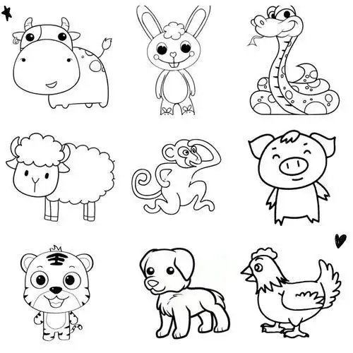 十二生肖头的简笔画