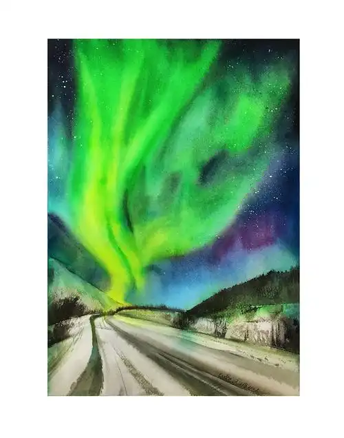 极光|纯艺术|水彩|路加水彩 - 原创作品 - 站酷 (zcool)